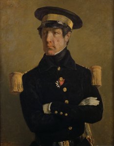 Pierre Claude Aimable Gachot, marine luitenant, ca. 1845 door Jean Francois Millet